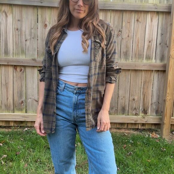 Wituli Olive + Navy Faded Flannel Shirt - Picture 6 of 7